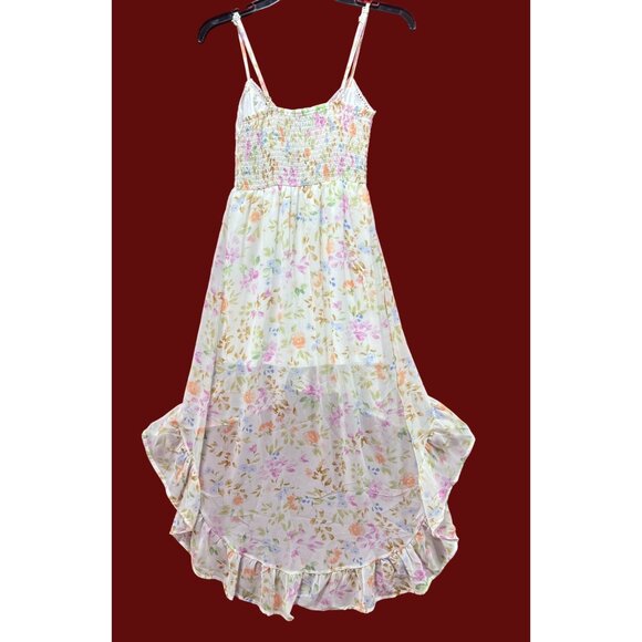 Rue 21 - Women's Summer Sleeveless High Low Hem Ruffle Floral Dress - White -XXS - Picture 2 of 16